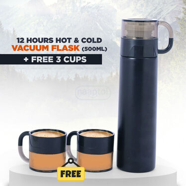 12 hours hot & Cold Vacuum flask 500ml +3 cups (1F3C4)