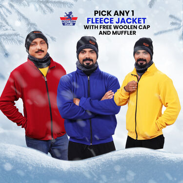 Pick Any 1 Fleece Jacket With Wollen Cap And Muffler Free (1FJ15)