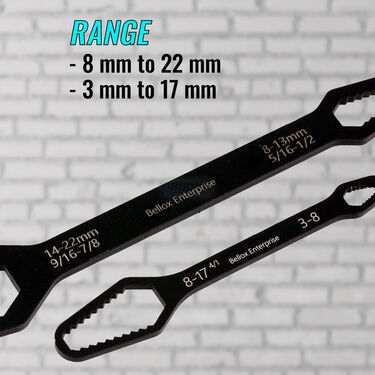 2 Pcs Double Sided Universal Wrench with Handle (HT16)