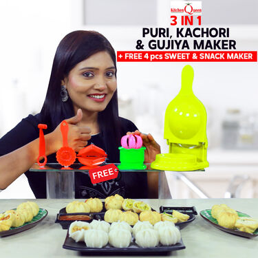 3 in 1 Puri Kachori & Gujiya Maker + Free 4 Pcs Snack Maker (PKG3)