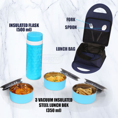 3 Vacuum Insulated Steel lunch Box with Flask (3LBF)