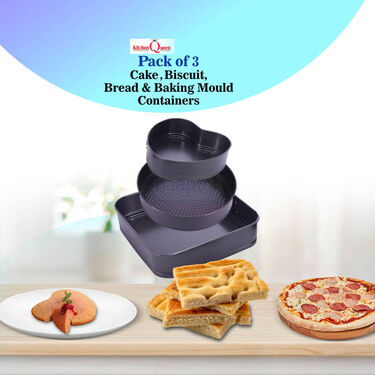 Pack of 3 Cake Biscuit Bread & Baking Mould Containers (3CM1)