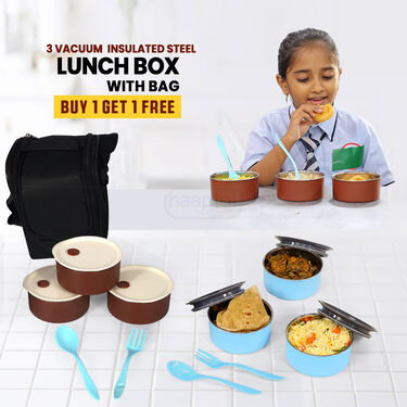 3 Pcs Vacuum Insulated lunch Box With Bag - B1G1 (3ILBB)