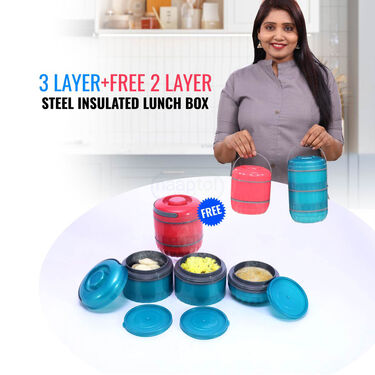3 Layer + FREE 2 Layer Steel Insulated Lunch Box (3N2LB)