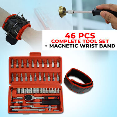 46 Pcs Complete Tool Set + Magnetic Wrist Band (PT4)