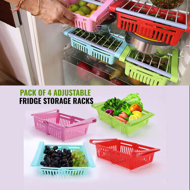 Pack of 4 Adjustable Fridge Storage Rack (4FR1)