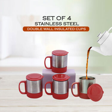 Set of 4 Steel Double Wall Insulated Cup (4SLC)