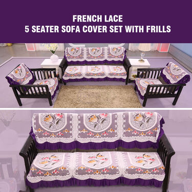 5 Seater Designer French lace Sofa Cover Set (5FSC2)
