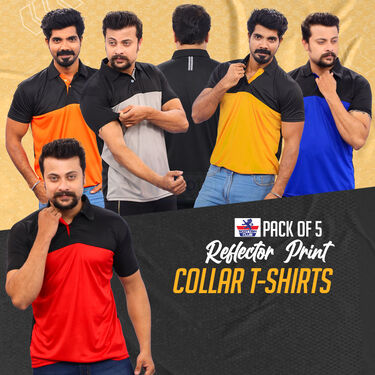 Pack of 5 Reflector Designer Collar T-shirts (5PT17)