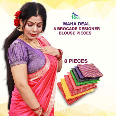 Maha Deal 8 Brocade Designer Blouse Pieces (8BBW)