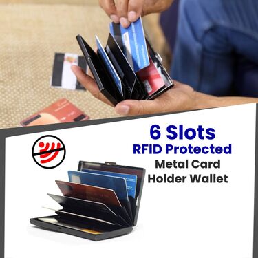 6 Slots RFID Protected Metal Card Holder Wallet (AMW3)