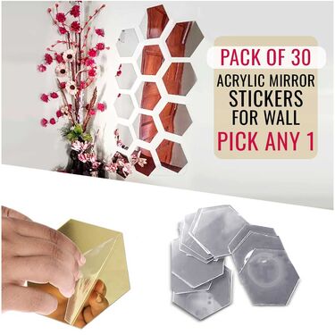 Acrylic Mirror Stickers For Wall Pick Any 1 (MWS-1)