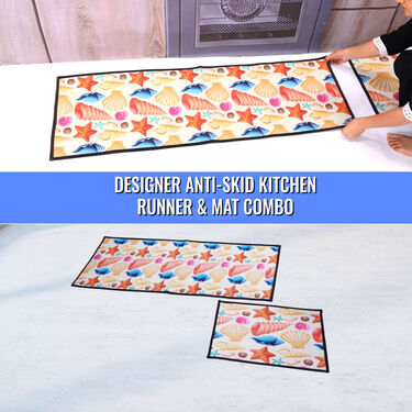 Designer Antiskid Kitchen Runner & Mat Combo (CR3)