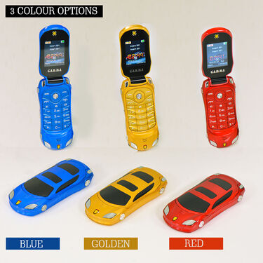 Car Flip Phone with Dual Screen & Dual SIM + Free Wireless Bluetooth Earpods with Charging Case & Inbuilt Powerbank (CSM10)