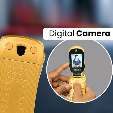 Car Flip Phone with Dual Screen & Dual SIM + Free Wireless Bluetooth Earpods with Charging Case & Inbuilt Powerbank (CSM10)