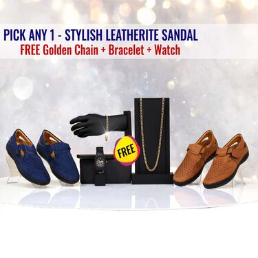 Colorful Sandals Pick Any 1 with Golden Chain Bracelet & Watch (SWJ4)
