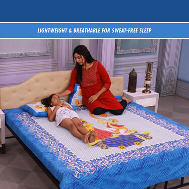 Jaipuri Printed Cotton Rich Double Bedsheet With 2 Pillow Covers (DBS17)