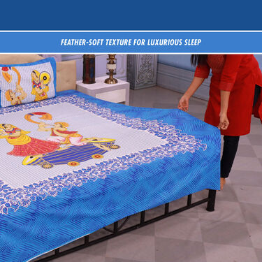 Jaipuri Printed Cotton Rich Double Bedsheet With 2 Pillow Covers (DBS17)