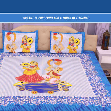 Jaipuri Printed Cotton Rich Double Bedsheet With 2 Pillow Covers (DBS17)