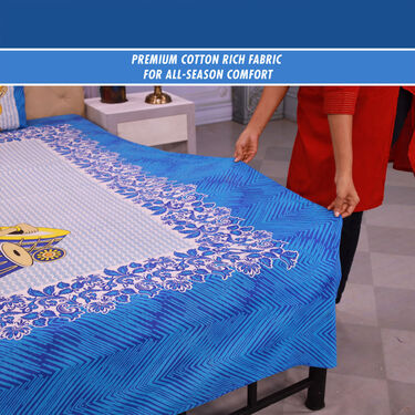 Jaipuri Printed Cotton Rich Double Bedsheet With 2 Pillow Covers (DBS17)