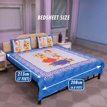 Jaipuri Printed Cotton Rich Double Bedsheet With 2 Pillow Covers (DBS17)