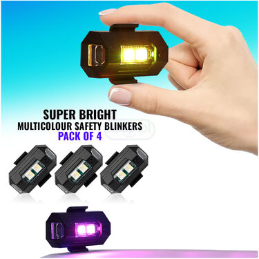 Super Bright Multicolor Flashing Safety Blinkers Pack of 4 (FSBP4)