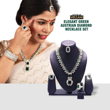 Elegant Green Austrian Diamond Necklace Set (GAUD3)