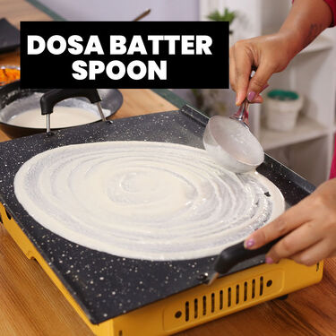 Jumbo Non Stick Dosa Tawa + Free Dosa Batter Spoon + Wooden & Nylon Spatula + Vegetable Masher (1PT1BS2)