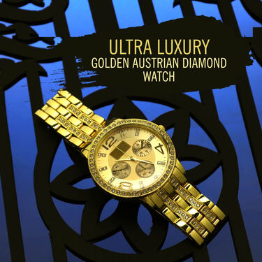 Ultra Luxury Golden Austrian Diamond Watch (MGW22)