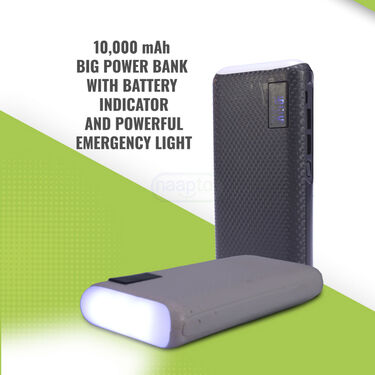 10,000 mAh Big Power Bank With Battery Indicator And Powerful Emergency light (PB19)