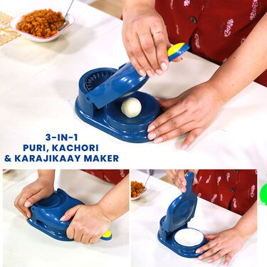 3 In 1Puri Kachori & Gujiya Maker + Free 6Pcs Snack Maker + Smart Knife (PKG10)