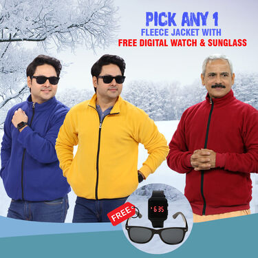 Pick Any 1 Fleece Jacket for Men with Digital Watch And Sunglasses Free (1FJ8)