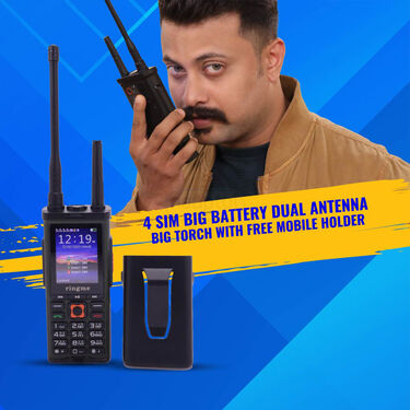 4 SIM Big Battery Dual Antenna Big Torch With Free Mobile Holder (R1+)