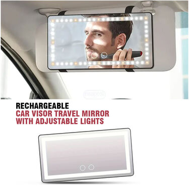 Rechargeable Car Visor Travel Mirror With Lights (RCVTM)