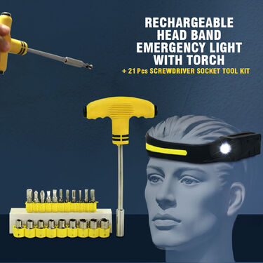 Rechargeable Headband Light + 21 Pcs Tool Kit (L23)