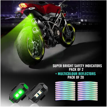 Combo of Super Bright Safety Blinkers Pack of 2 + Tyre Reflectors Pack Of 20 (SBLP20)