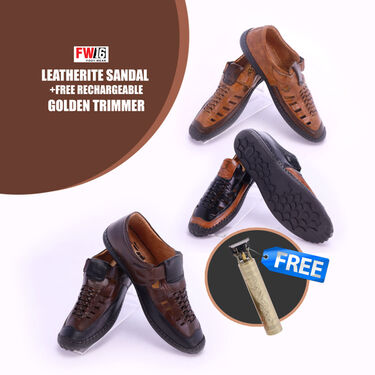 Leatherite Sandals With Free Trimmer (SDC12)