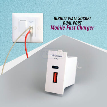 Inbuilt Wall Socket Dual Port Mobile Fast Charger (SMC)