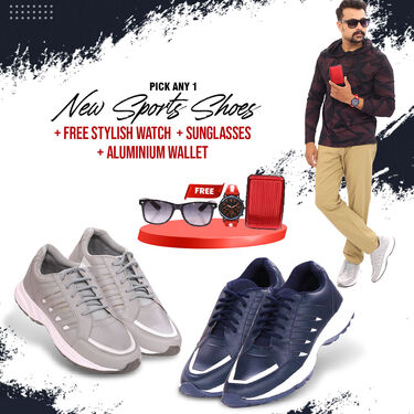 Sports Shoes Pick Any 1 - Free Stylish Watch + Sunglasses + Aluminium Wallet (SW85)