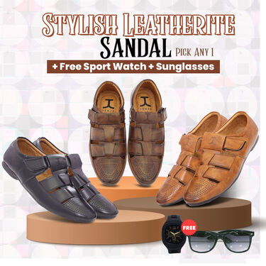 Stylish Leatherite Sandals Pick Any 1 Free Sports Watch + Sunglasses (SW63)