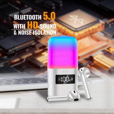 3 in 1 Wireless Bluetooth Earpods Cum Speaker With Colour Changing lights & Digital Display (TWS66)